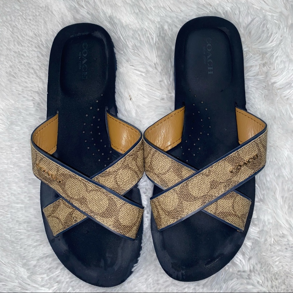 Coach Tan Signature Sandals/slides